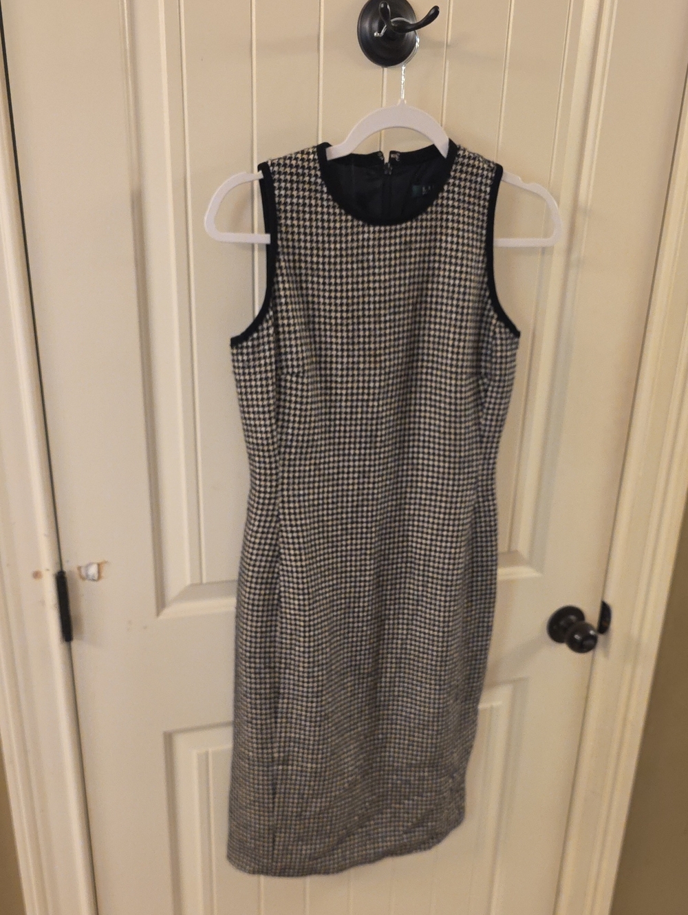 Ralph Lauren Black & White Houndstooth Sleeveless Sheath Dress